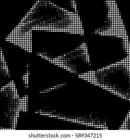 Abstract grunge grid polka dot background pattern. Spotted halftone vector line cubism illustration