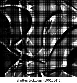 Abstract grunge grid polka dot background pattern. Spotted halftone vector line illustration