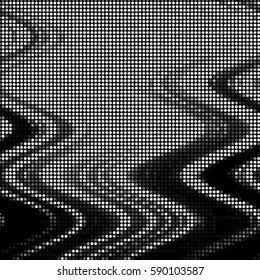 Abstract grunge grid polka dot background pattern. Spotted halftone vector line wave illustration