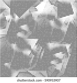 Abstract grunge grid polka dot background pattern. Spotted halftone vector line illustration