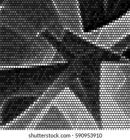 Abstract grunge grid polka dot background pattern. Spotted halftone vector line cubism illustration