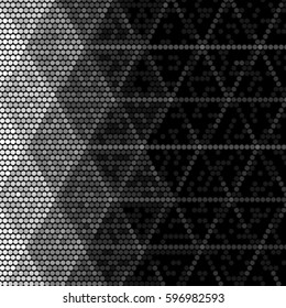 Abstract grunge grid polka dot background pattern. Spotted halftone vector line triangle illustration