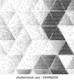 Abstract grunge grid polka dot background pattern. Spotted halftone vector line triangle illustration