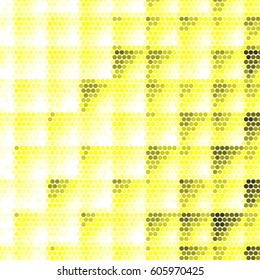 Abstract grunge grid polka dot background pattern. Spotted halftone vector line yellow checkered colorful illustration