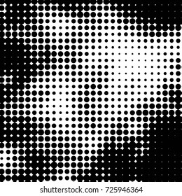 Abstract grunge grid polka dot background pattern. Spotted black and white vector line illustration
