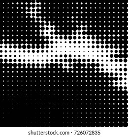 Abstract grunge grid polka dot background pattern. Spotted black and white vector line illustration
