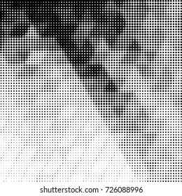Abstract grunge grid polka dot background pattern. Spotted black and white vector line illustration
