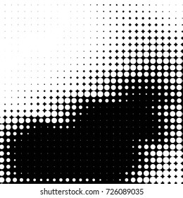 Abstract grunge grid polka dot background pattern. Spotted black and white vector line illustration
