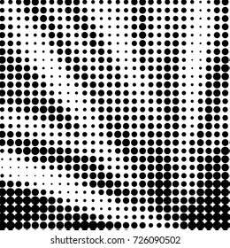 Abstract grunge grid polka dot background pattern. Spotted black and white vector line illustration
