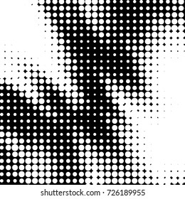 Abstract grunge grid polka dot background pattern. Spotted black and white vector line illustration
