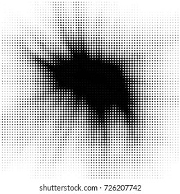 Abstract grunge grid polka dot background pattern. Spotted black and white vector line illustration

