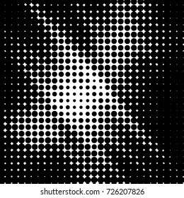 Abstract grunge grid polka dot background pattern. Spotted black and white vector line illustration
