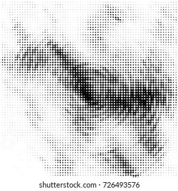Abstract grunge grid polka dot background pattern. Spotted black and white vector line illustration

