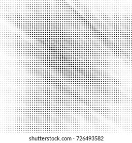 Abstract grunge grid polka dot background pattern. Spotted black and white vector line illustration
