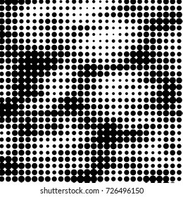 Abstract grunge grid polka dot background pattern. Spotted black and white vector line illustration
