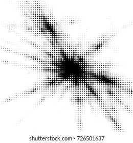 Abstract grunge grid polka dot background pattern. Spotted black and white vector line illustration
