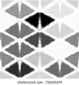 Abstract grunge grid polka dot background pattern. Spotted black and white vector line illustration
