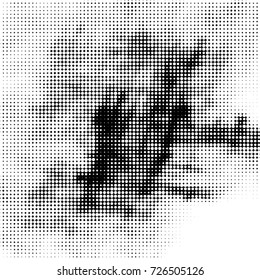 Abstract grunge grid polka dot background pattern. Spotted black and white vector line illustration

