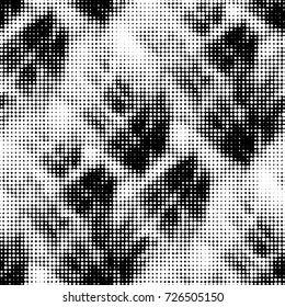 Abstract grunge grid polka dot background pattern. Spotted black and white vector line illustration
