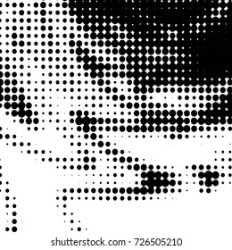 Abstract grunge grid polka dot background pattern. Spotted black and white vector line illustration
