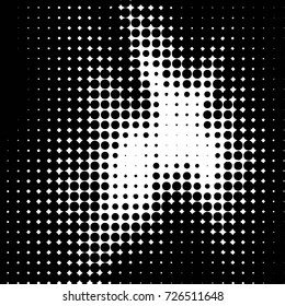 Abstract grunge grid polka dot background pattern. Spotted black and white vector line illustration
