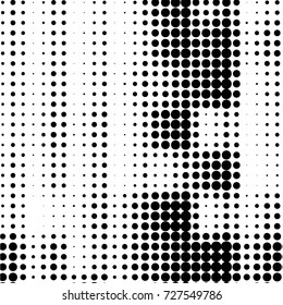 Abstract grunge grid polka dot background pattern. Spotted black and white vector line illustration
