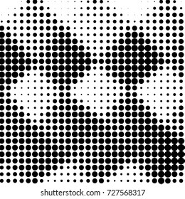 Abstract grunge grid polka dot background pattern. Spotted black and white vector line illustration
