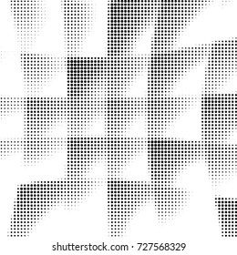 Abstract grunge grid polka dot background pattern. Spotted black and white vector line illustration
