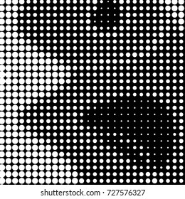 Abstract grunge grid polka dot background pattern. Spotted black and white vector line illustration
