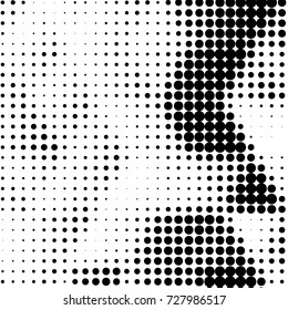 Abstract grunge grid polka dot background pattern. Spotted black and white vector line illustration
