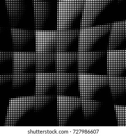 Abstract grunge grid polka dot background pattern. Spotted black and white vector line illustration
