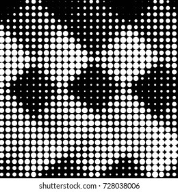 Abstract grunge grid polka dot background pattern. Spotted black and white vector line illustration
