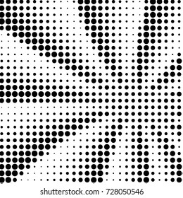 Abstract grunge grid polka dot background pattern. Spotted black and white vector line illustration
