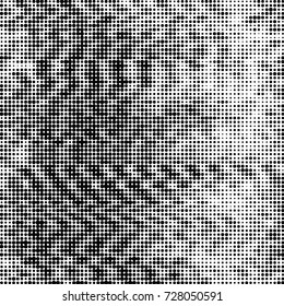 Abstract grunge grid polka dot background pattern. Spotted black and white vector line illustration
