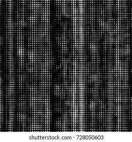 Abstract grunge grid polka dot background pattern. Spotted black and white vector line illustration

