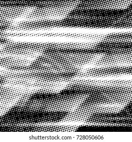 Abstract grunge grid polka dot background pattern. Spotted black and white vector line illustration
