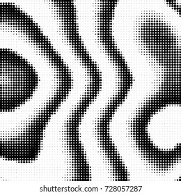 Abstract grunge grid polka dot background pattern. Spotted black and white vector line illustration
