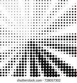 Abstract grunge grid polka dot background pattern. Spotted black and white vector line illustration
