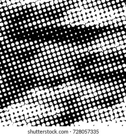 Abstract grunge grid polka dot background pattern. Spotted black and white vector line illustration
