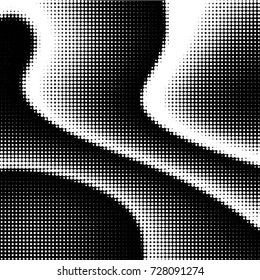 Abstract grunge grid polka dot background pattern. Spotted black and white vector line illustration
