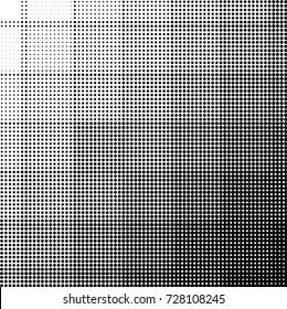 Abstract grunge grid polka dot background pattern. Spotted black and white vector line illustration
