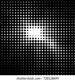 Abstract grunge grid polka dot background pattern. Spotted black and white vector line illustration
