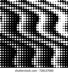 Abstract grunge grid polka dot background pattern. Spotted black and white vector line illustration
