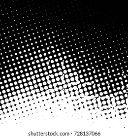 Abstract grunge grid polka dot background pattern. Spotted black and white vector line illustration
