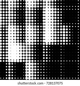 Abstract grunge grid polka dot background pattern. Spotted black and white vector line illustration
