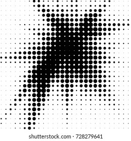 Abstract grunge grid polka dot background pattern. Spotted black and white vector line illustration
