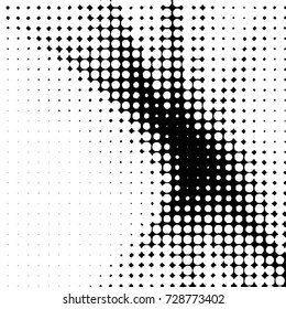 Abstract grunge grid polka dot background pattern. Spotted black and white vector line illustration
