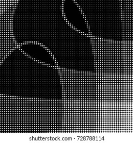 Abstract grunge grid polka dot background pattern. Spotted black and white vector line illustration
