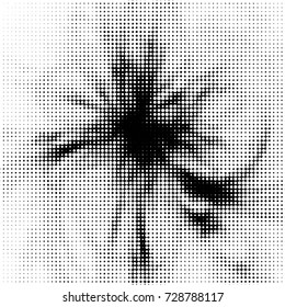 Abstract grunge grid polka dot background pattern. Spotted black and white vector line illustration
