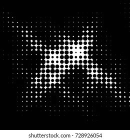 Abstract grunge grid polka dot background pattern. Spotted black and white vector line illustration
